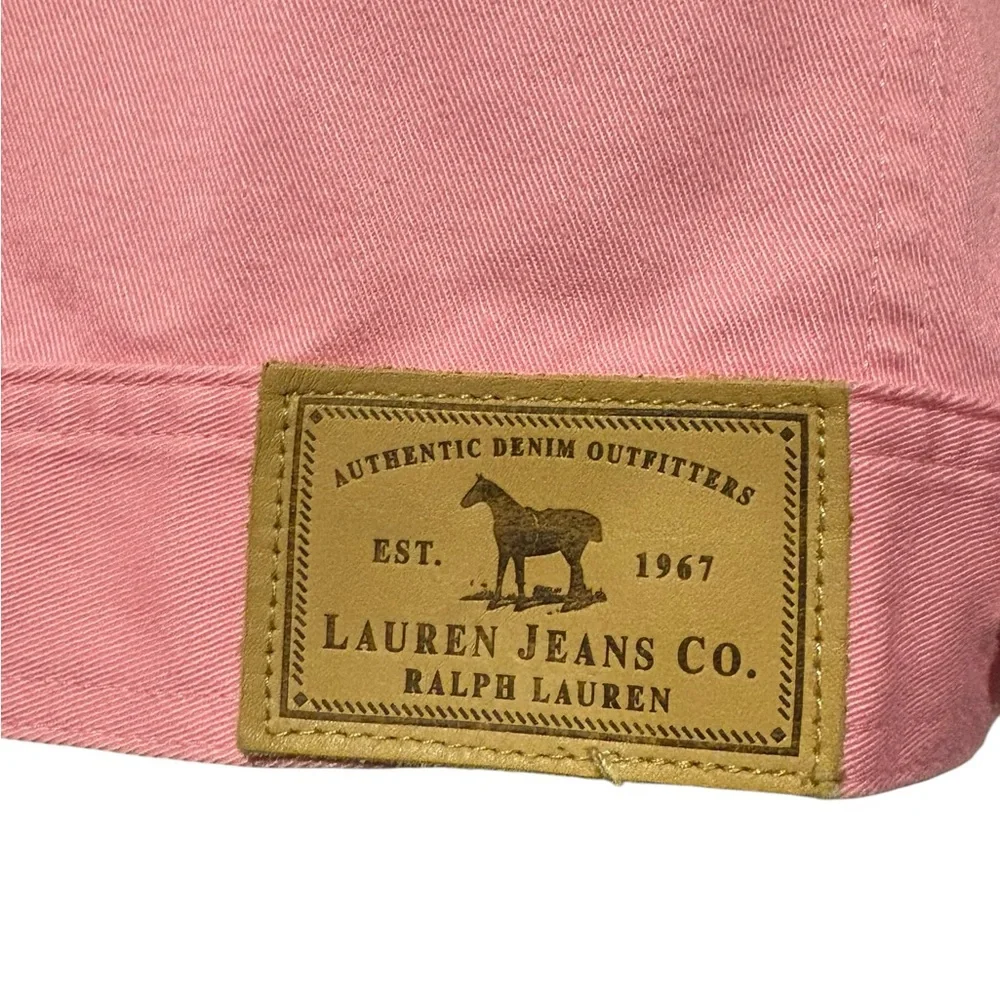 Lauren Jeans Company Ralph Lauren Women’s Pink Denim Button Up Jacket M - Picture 6 of 11